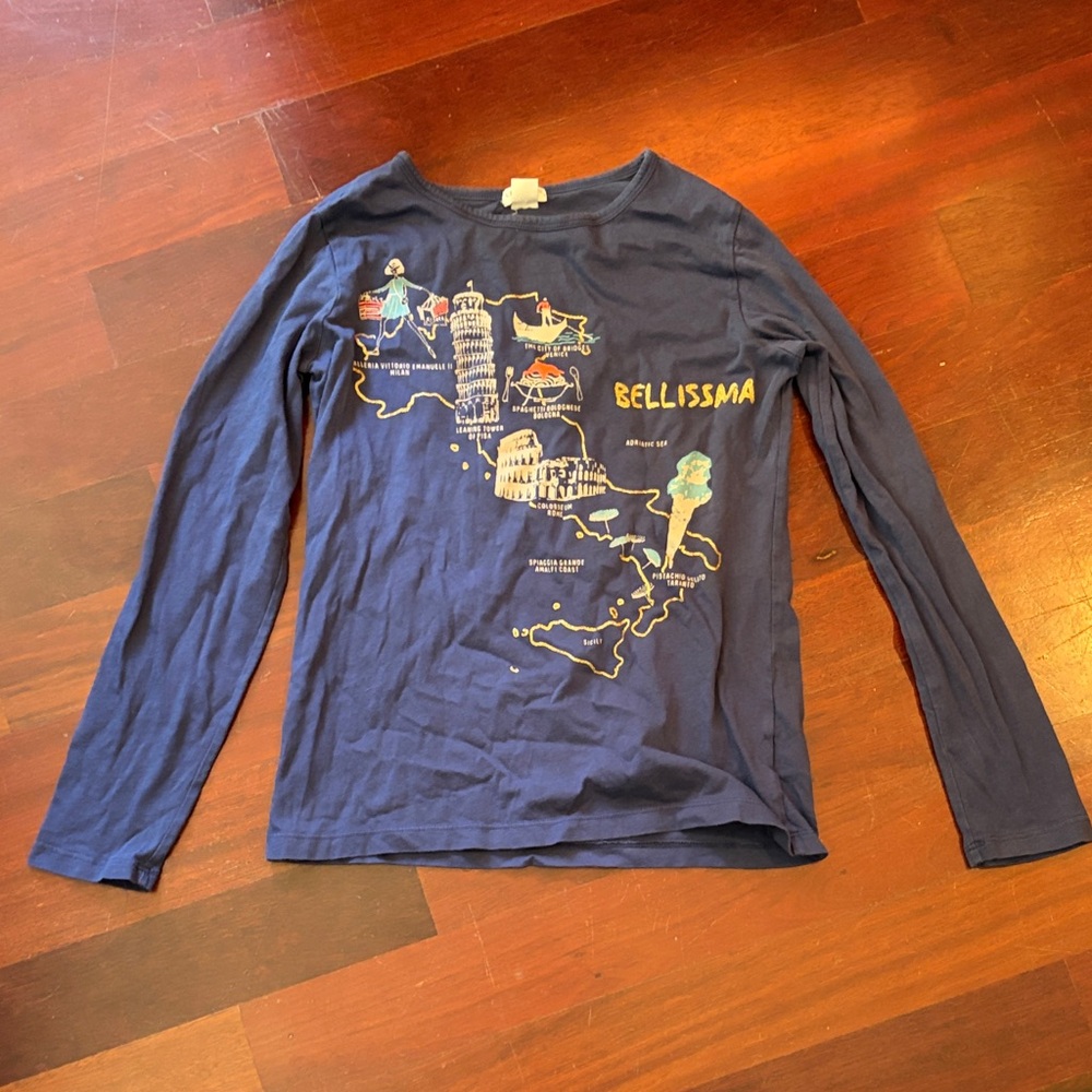 J. Crew Navy Long Sleeve Tee with Italy Graphic